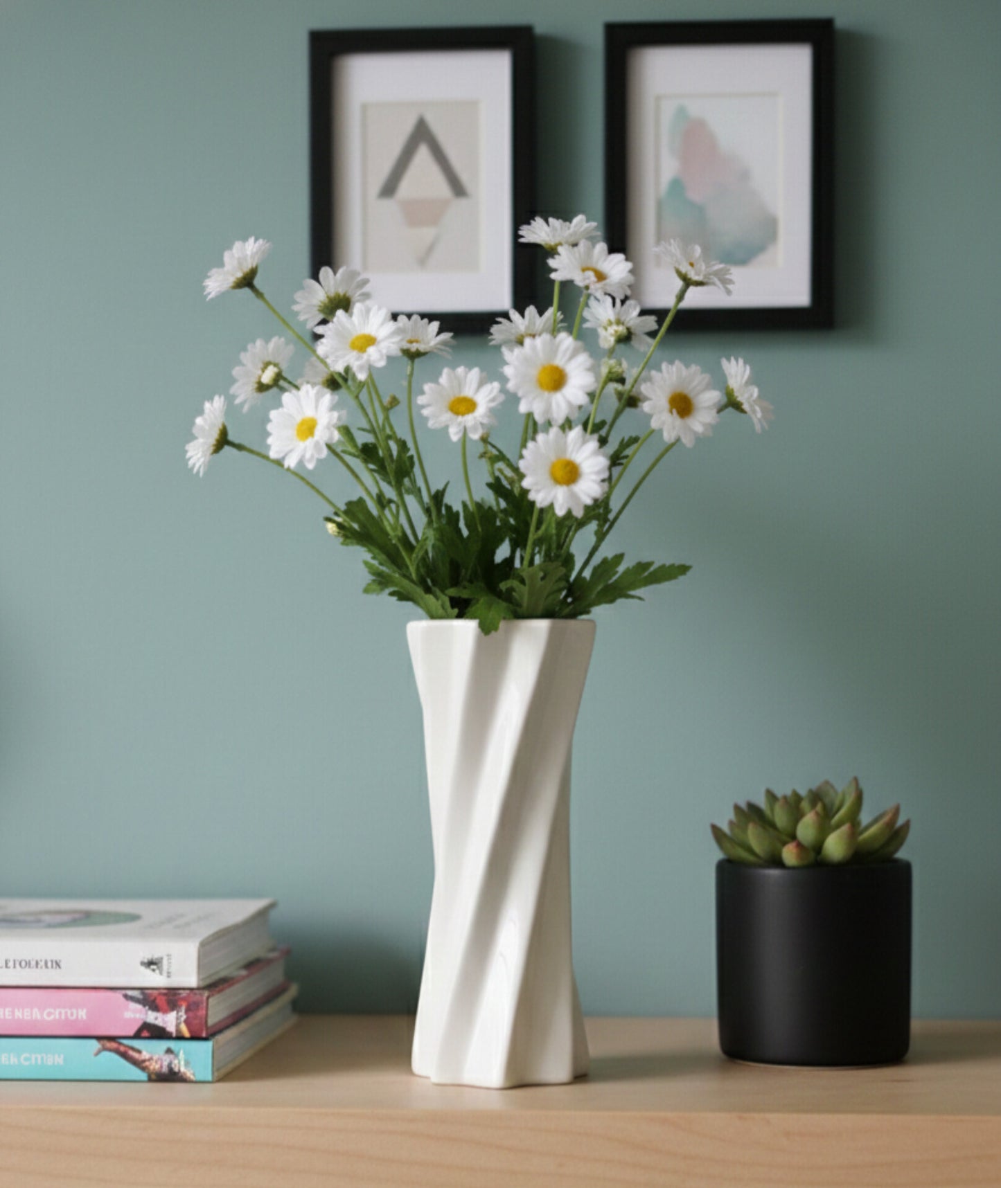 Modern White Twisted Ceramic Vase