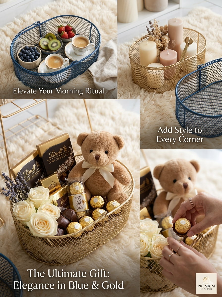 Luxury Metal Mesh Basket Tray