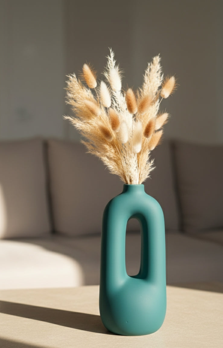 Tall Oval Hollow Ceramic Vase