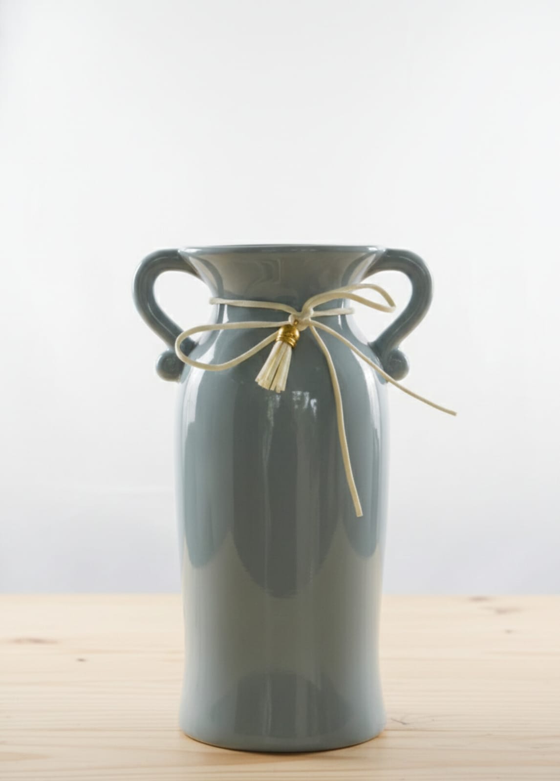 Elegant Grey Ceramic Decorative Vase with Dual Handles