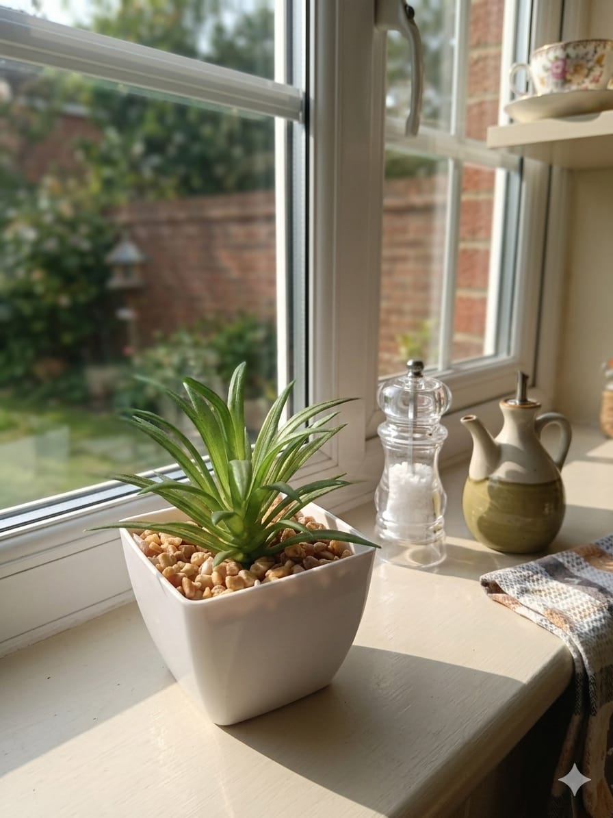 Artificial Succulent Plant in White Plastic Pot