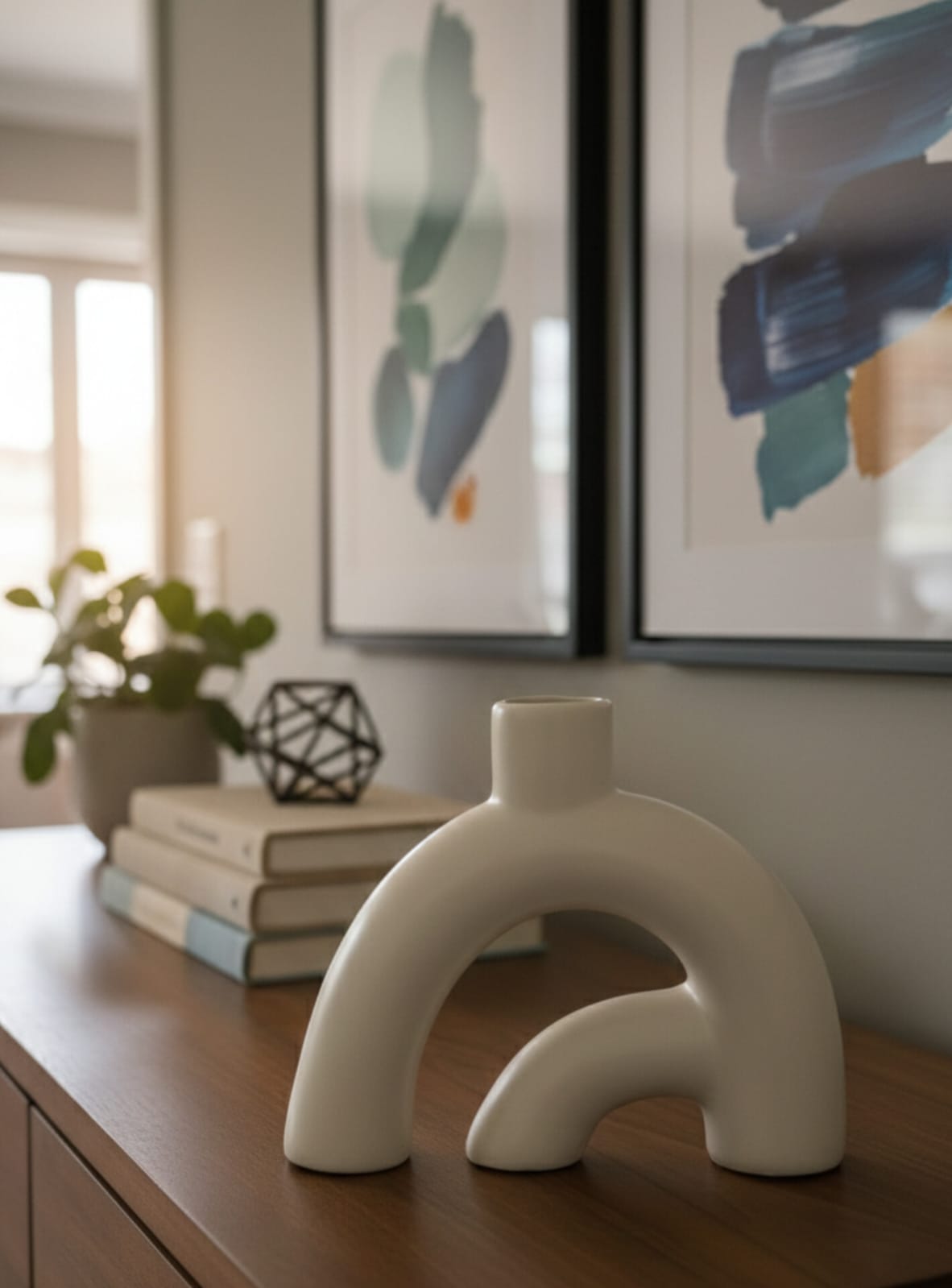 Modern Arch Ceramic Vase – Minimalist Nordic Decorative Flower Vase for Living Room & Table Decor