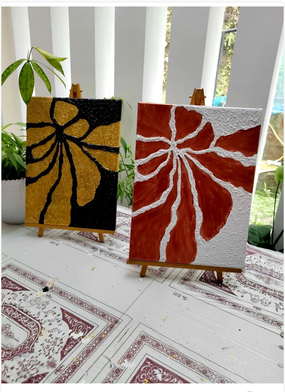 Golden Black Canvas Abstract Texture Wall Painting