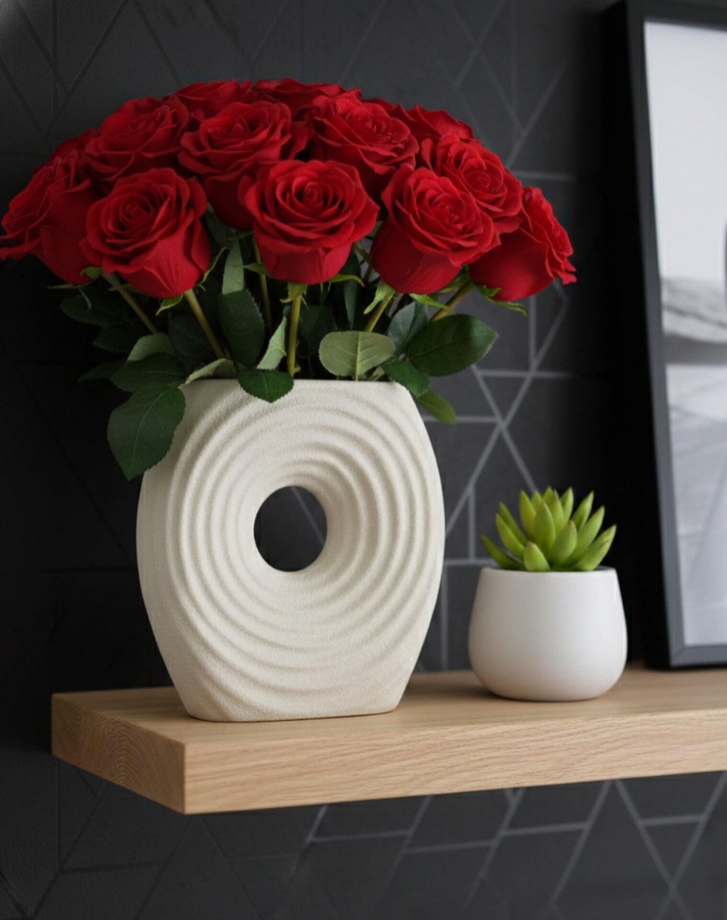 Modern Textured Ceramic Donut Vase