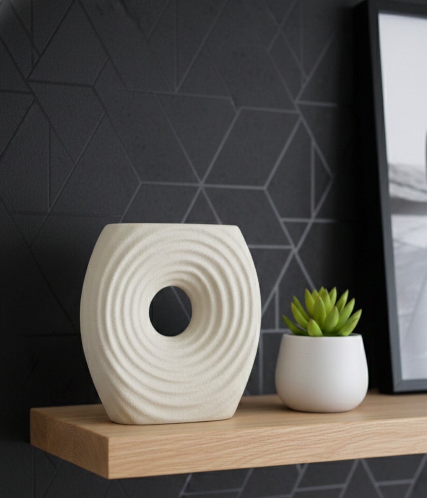 Modern Textured Ceramic Donut Vase