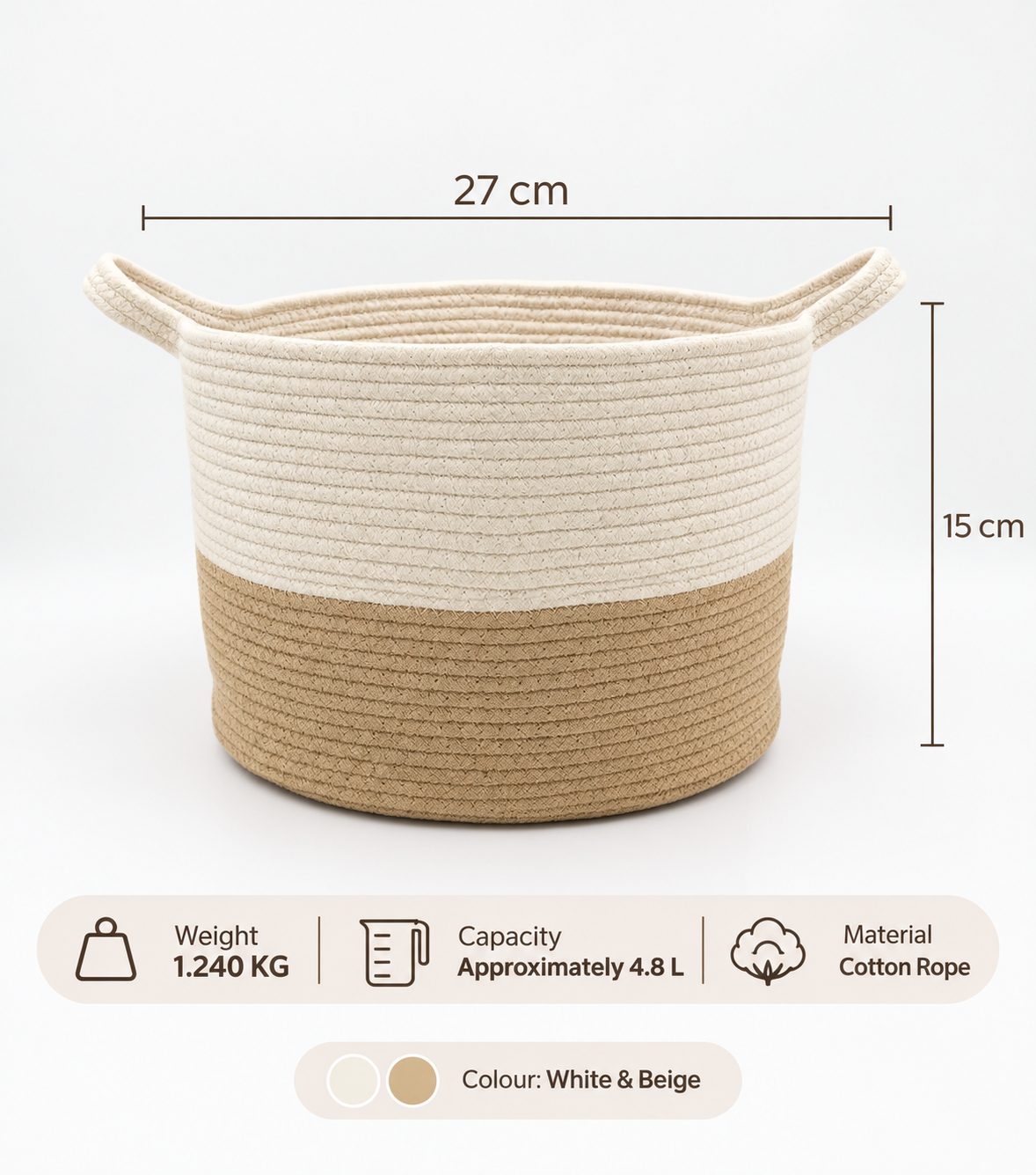 Cotton Rope Storage Basket | Stylish Home Organizer
