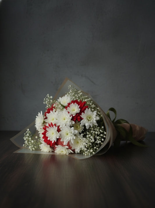 Red & White Fresh Flower Bouquet