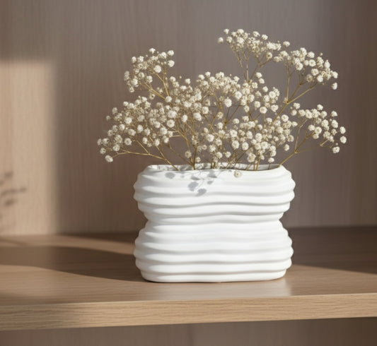 Modern White Ceramic Showpiece | Minimalist Decorative Accent for Home Decor
