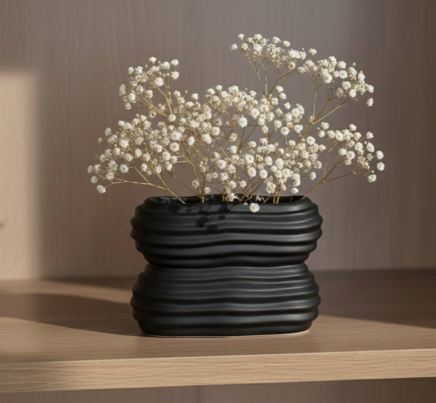 Modern Black Textured Ceramic Showpiece