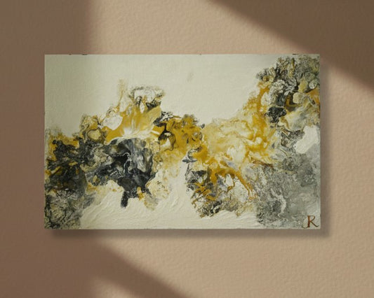 Gold & Grey Canvas Painting | Modern Wall Art