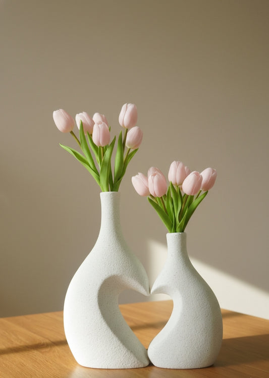 Couple Heart Ceramic Vase Set | Modern Love Design Flower Vase for Home Décor & Gifting