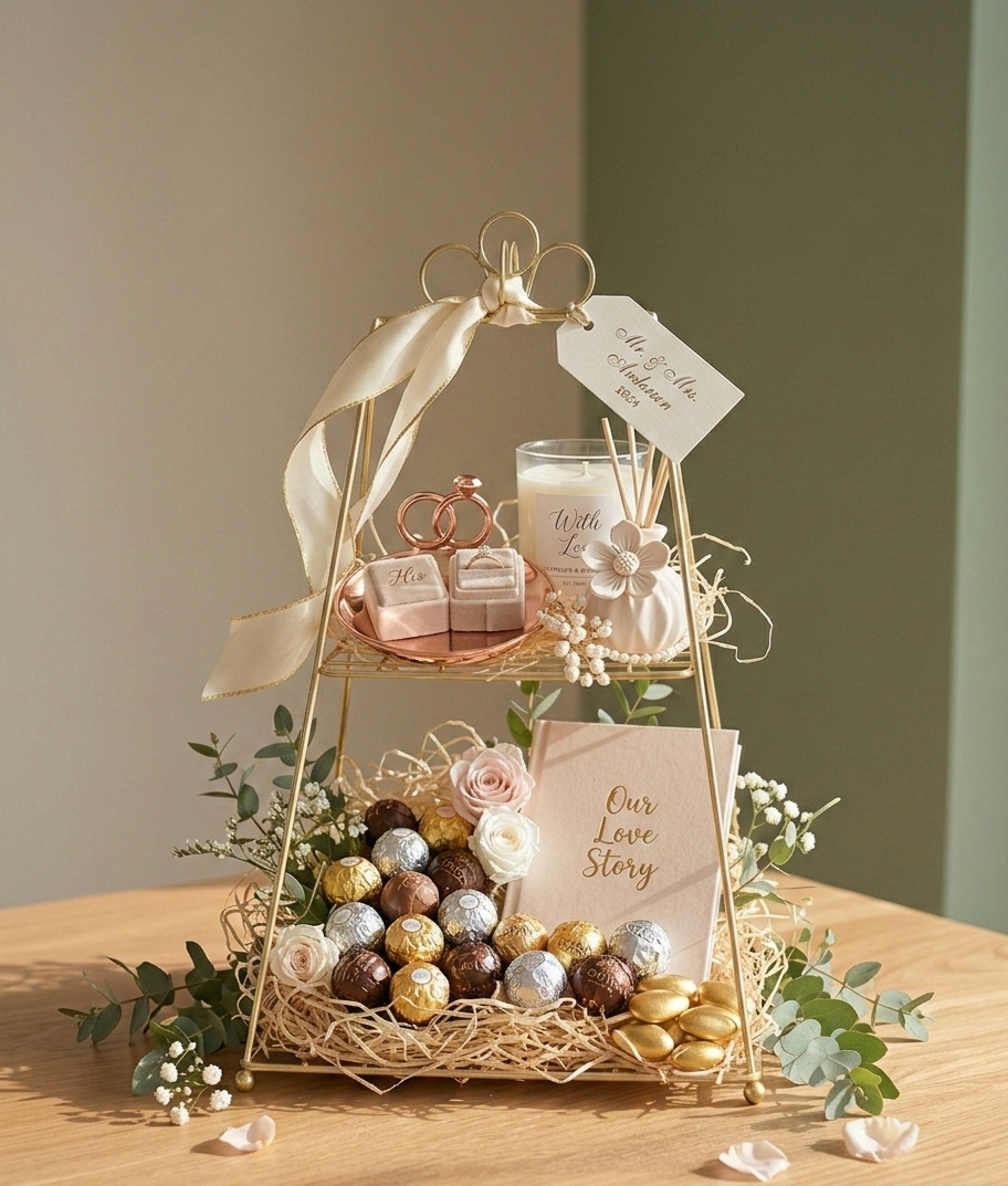 Gold Metal 2-Tier Display Stand