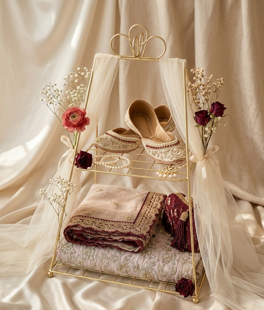 Gold Metal 2-Tier Display Stand