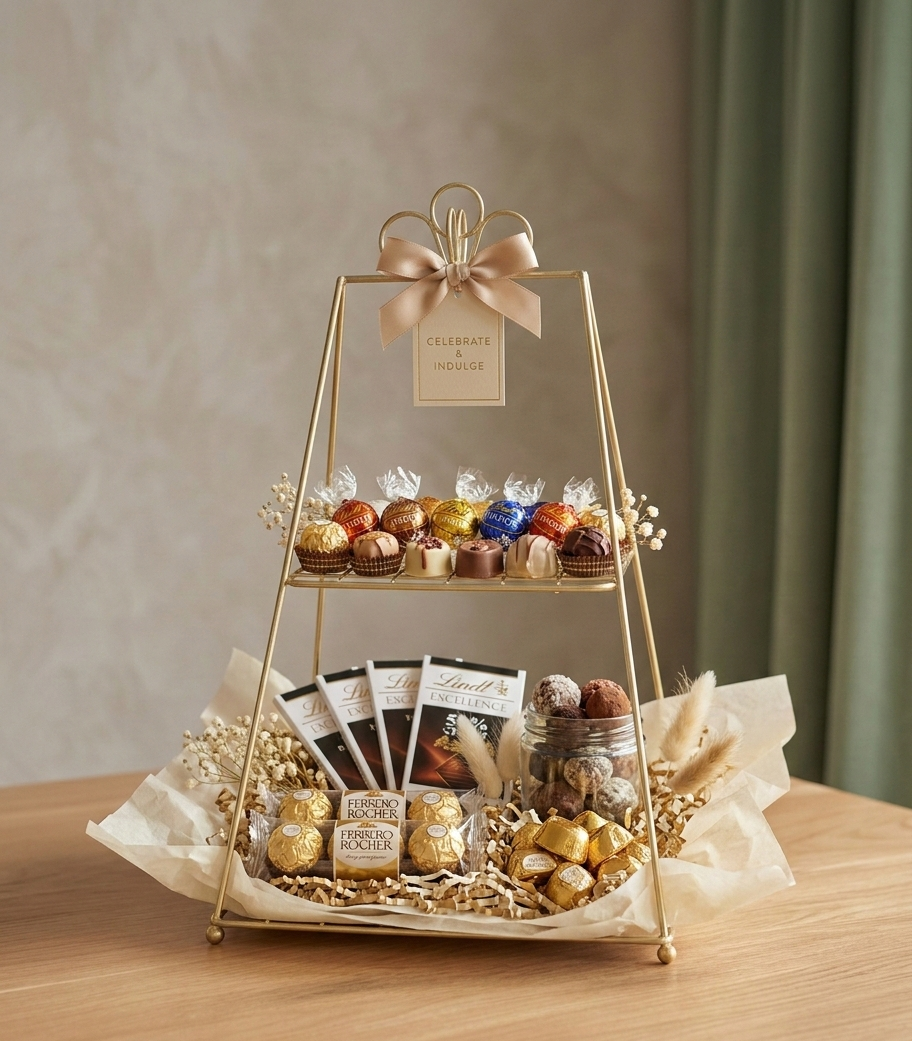 Gold Metal 2-Tier Display Stand