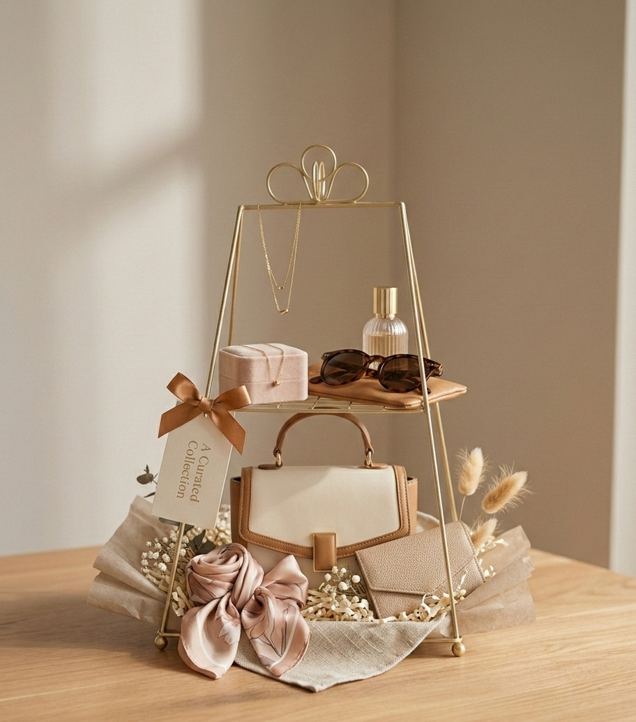 Gold Metal 2-Tier Display Stand