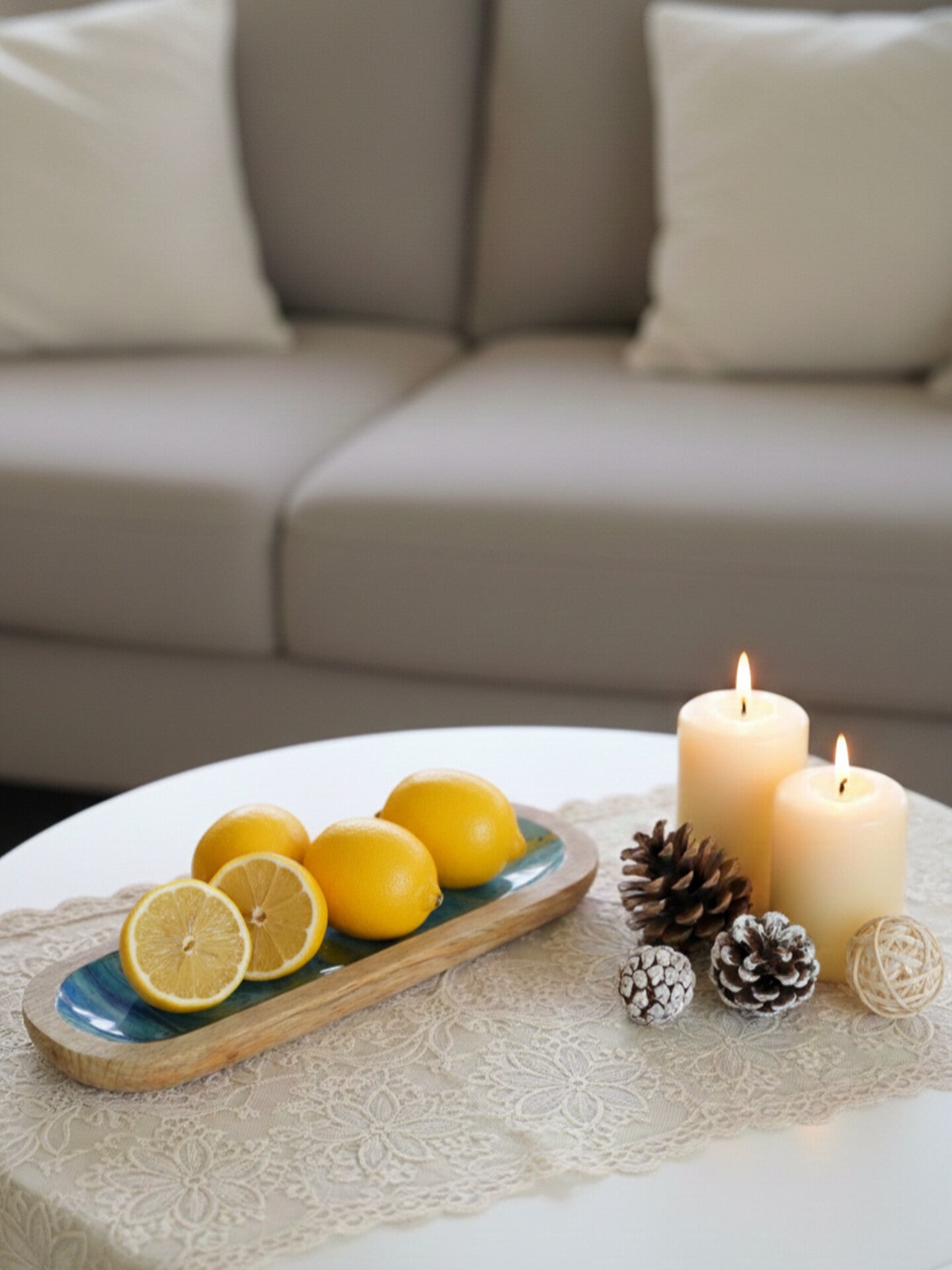 Handcrafted Wooden Resin Decorative Tray – Modern Luxury Home Décor