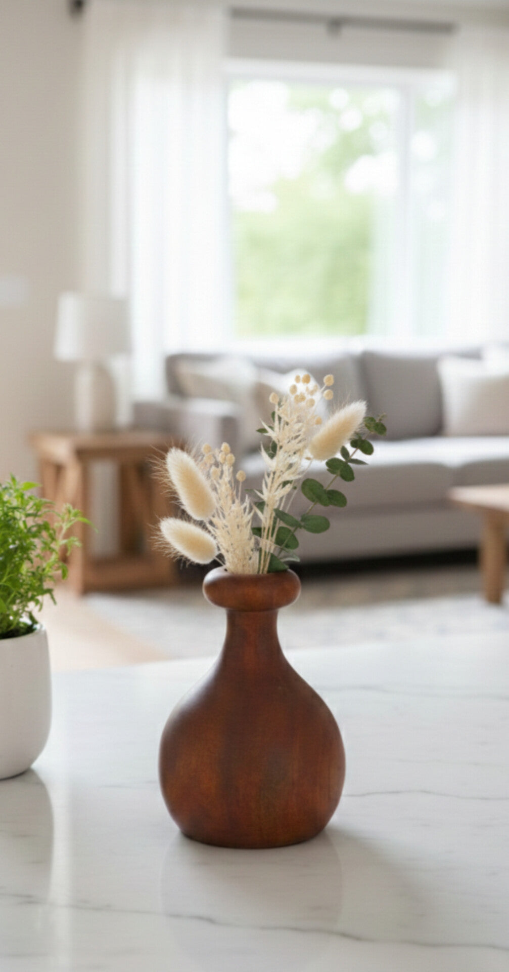 Modern Sculptural Wooden Vase | Handcrafted Minimalist Wood Décor for Living Room & Table Styling