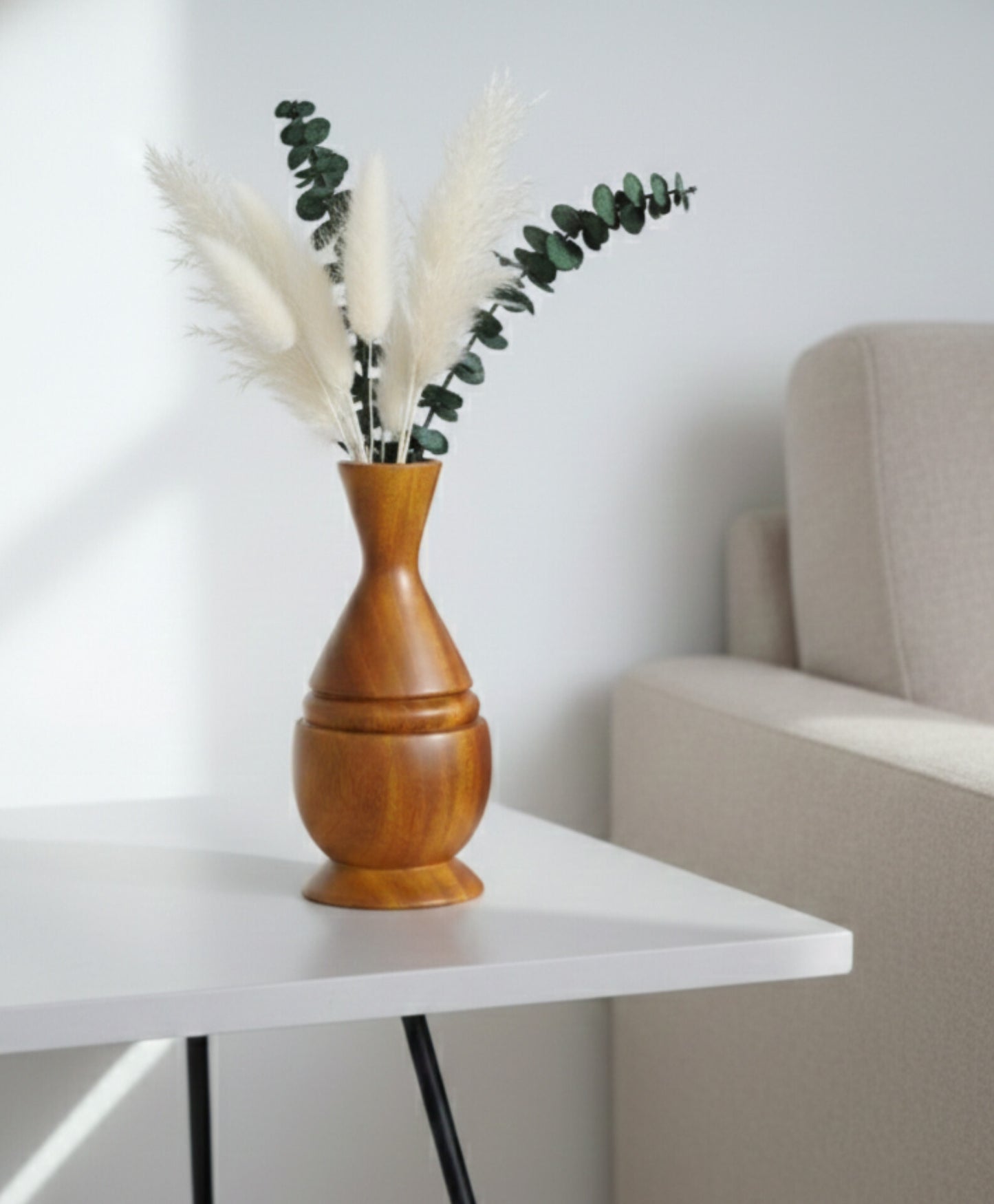 Handcrafted Wooden Decorative Vase | Minimalist Natural Wood Home Accent