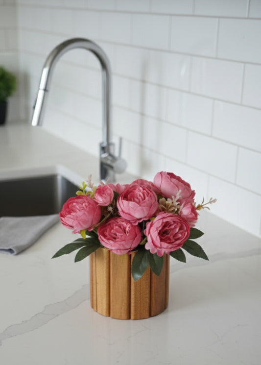 Wooden Flower Vase | Modern Natural Wood Decorative Vase