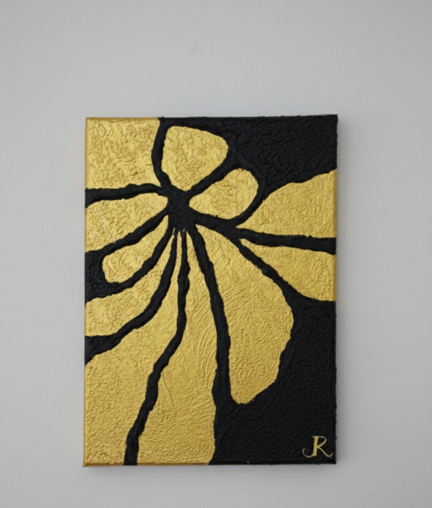 Golden Black Canvas Abstract Texture Wall Painting