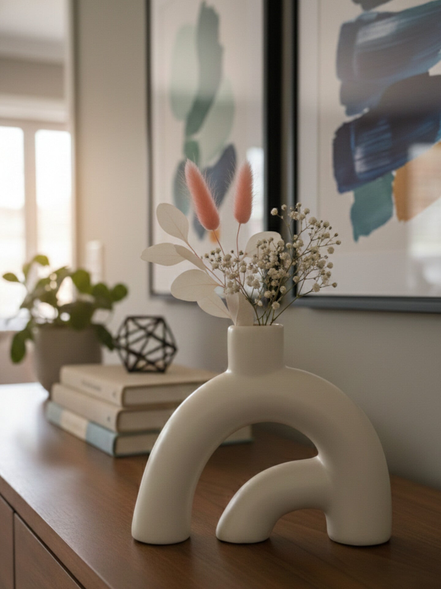 Modern Arch Ceramic Vase – Minimalist Nordic Decorative Flower Vase for Living Room & Table Decor