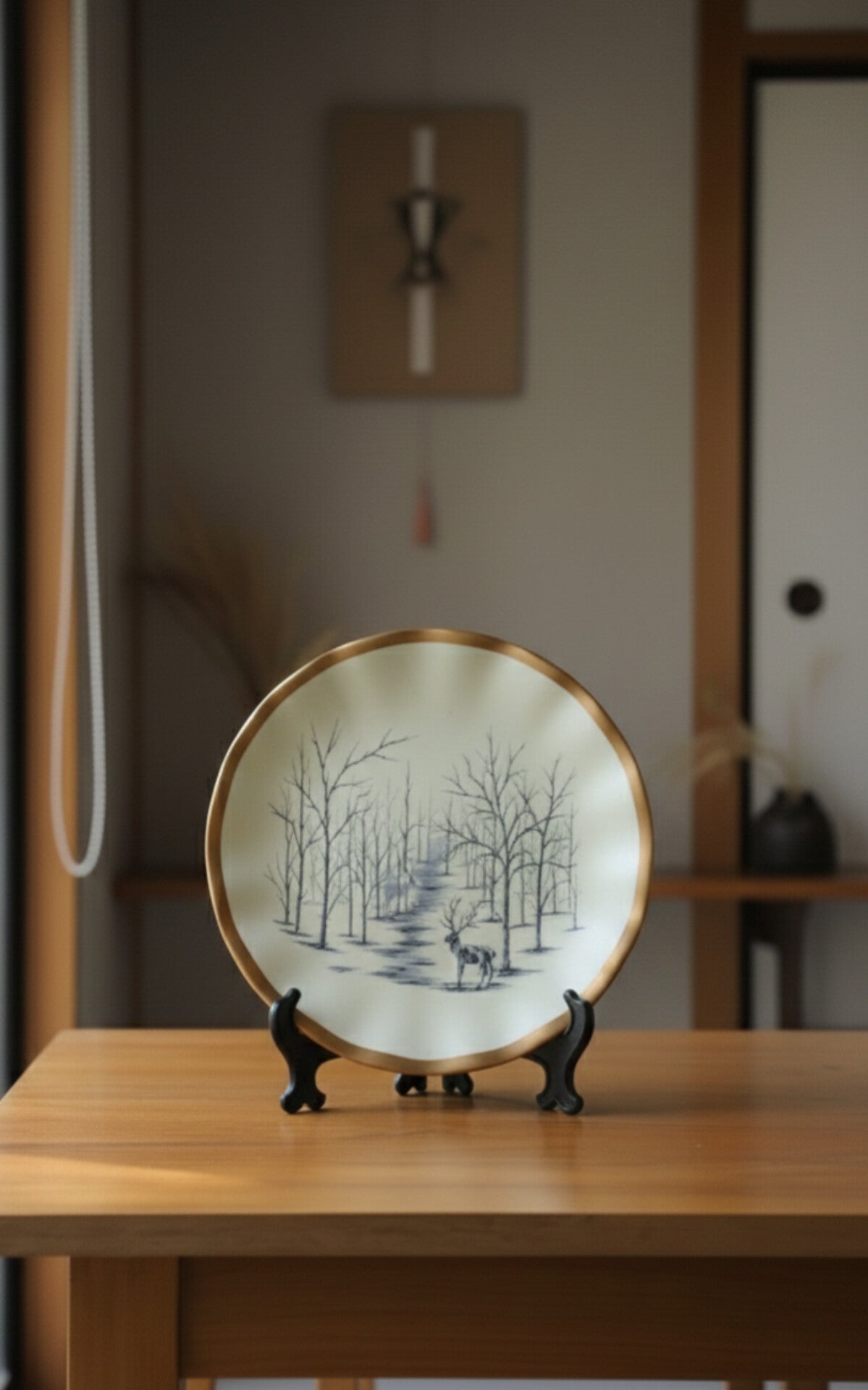 Premium Ceramic Vase & Plate Set – Handcrafted Landscape Design Decorative Home Decor Combo