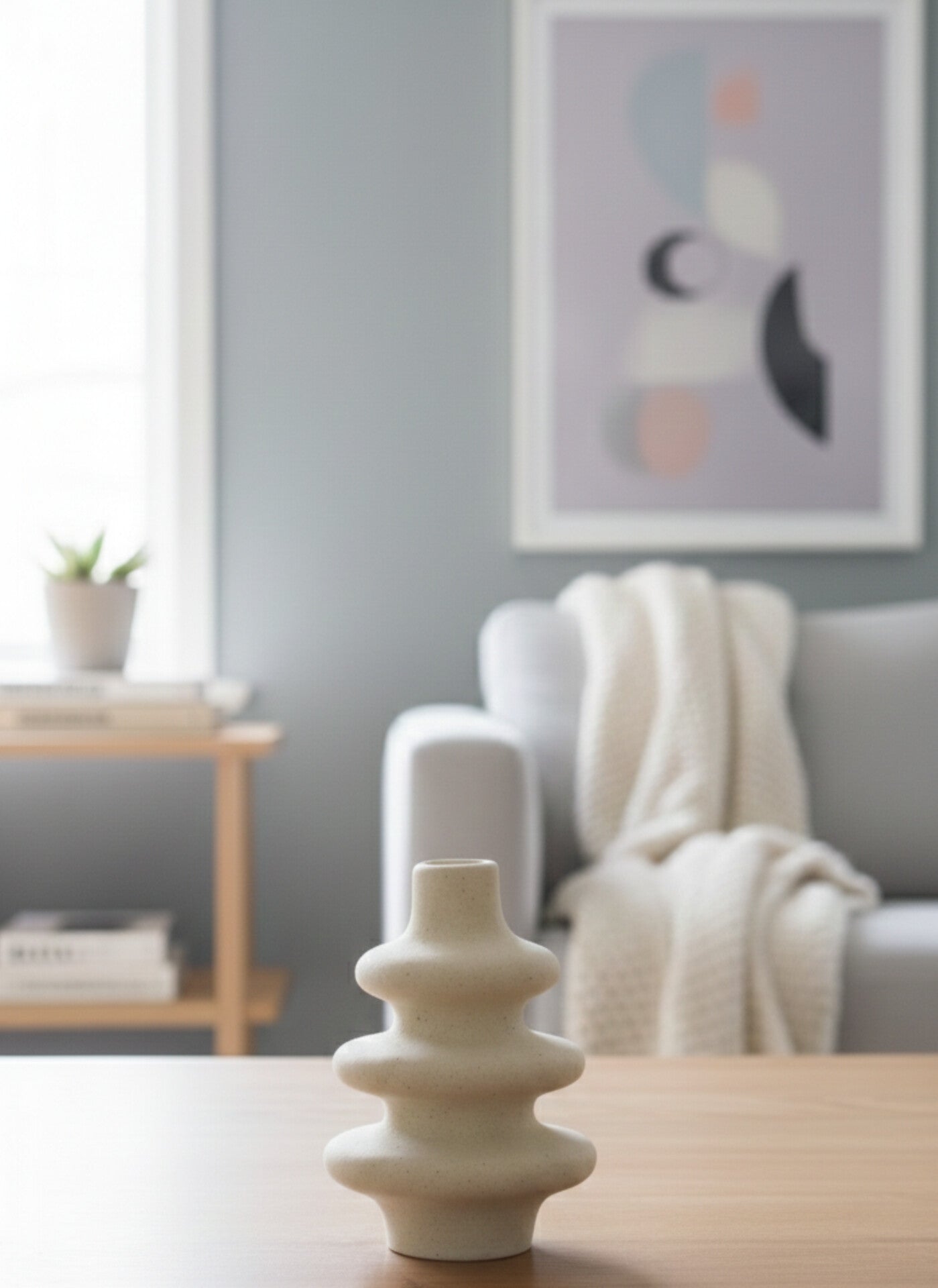 Modern Ribbed Ceramic Vase