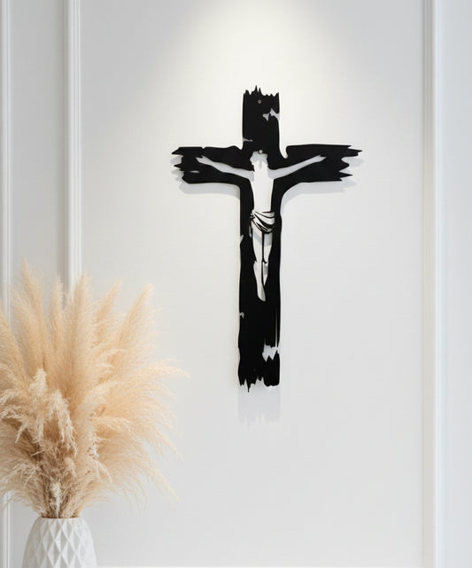 Modern Black Metal Crucifix Wall Art