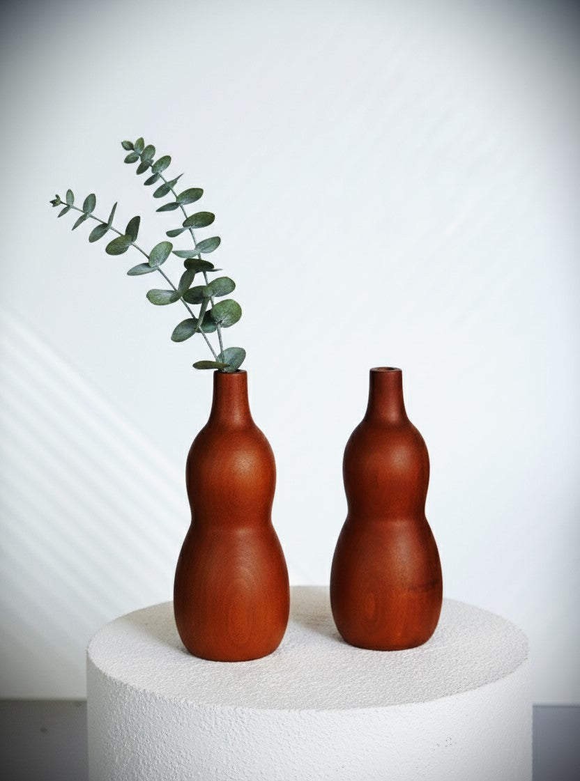 Handcrafted Wooden Vase for Home Décor | Natural Rustic Flower Vase for Living Room & Table Styling