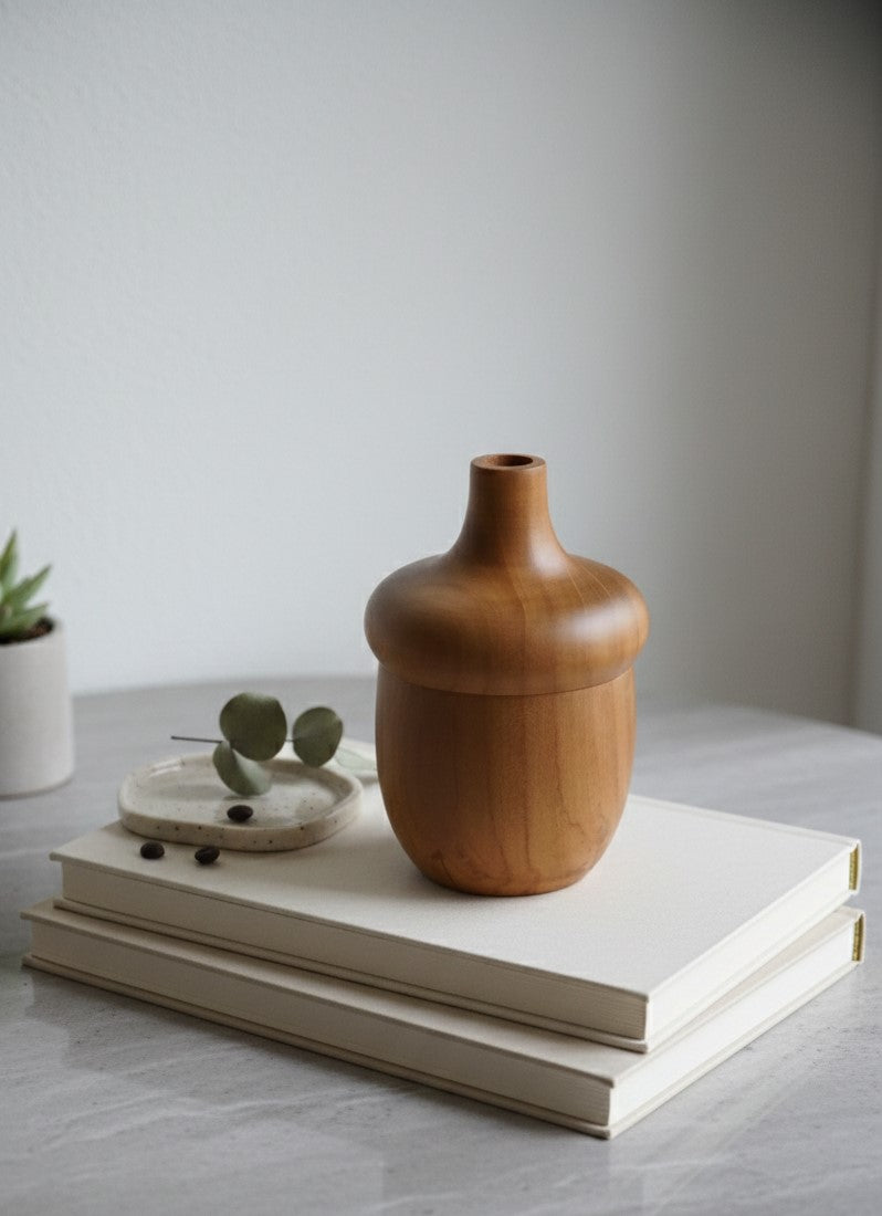 Modern Tall Wooden Vase | Minimalist Handcrafted Wood Décor for Living Room, Floor & Table Styling