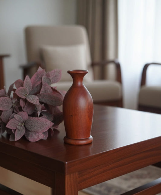 Handcrafted Wooden Vase for Home Décor | Minimal Rustic Table & Shelf Accent