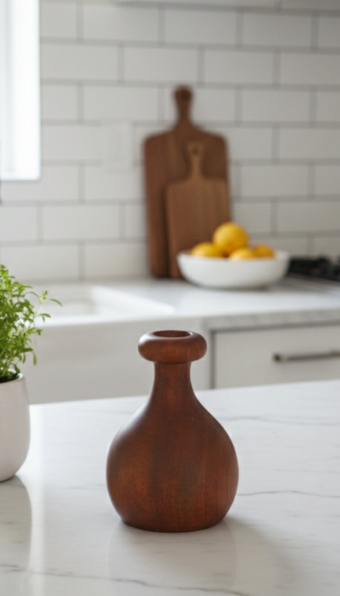 Modern Sculptural Wooden Vase | Handcrafted Minimalist Wood Décor for Living Room & Table Styling