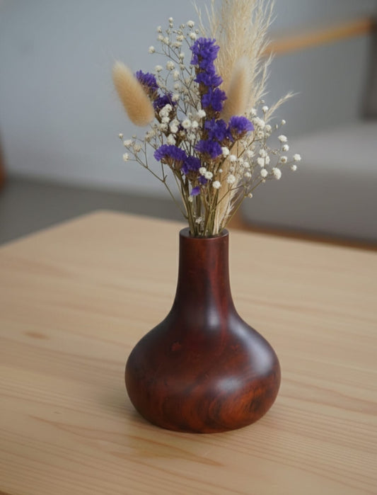 Slim Wooden Vase with Dried Stems | Handcrafted Minimalist Table Décor for Modern Homes