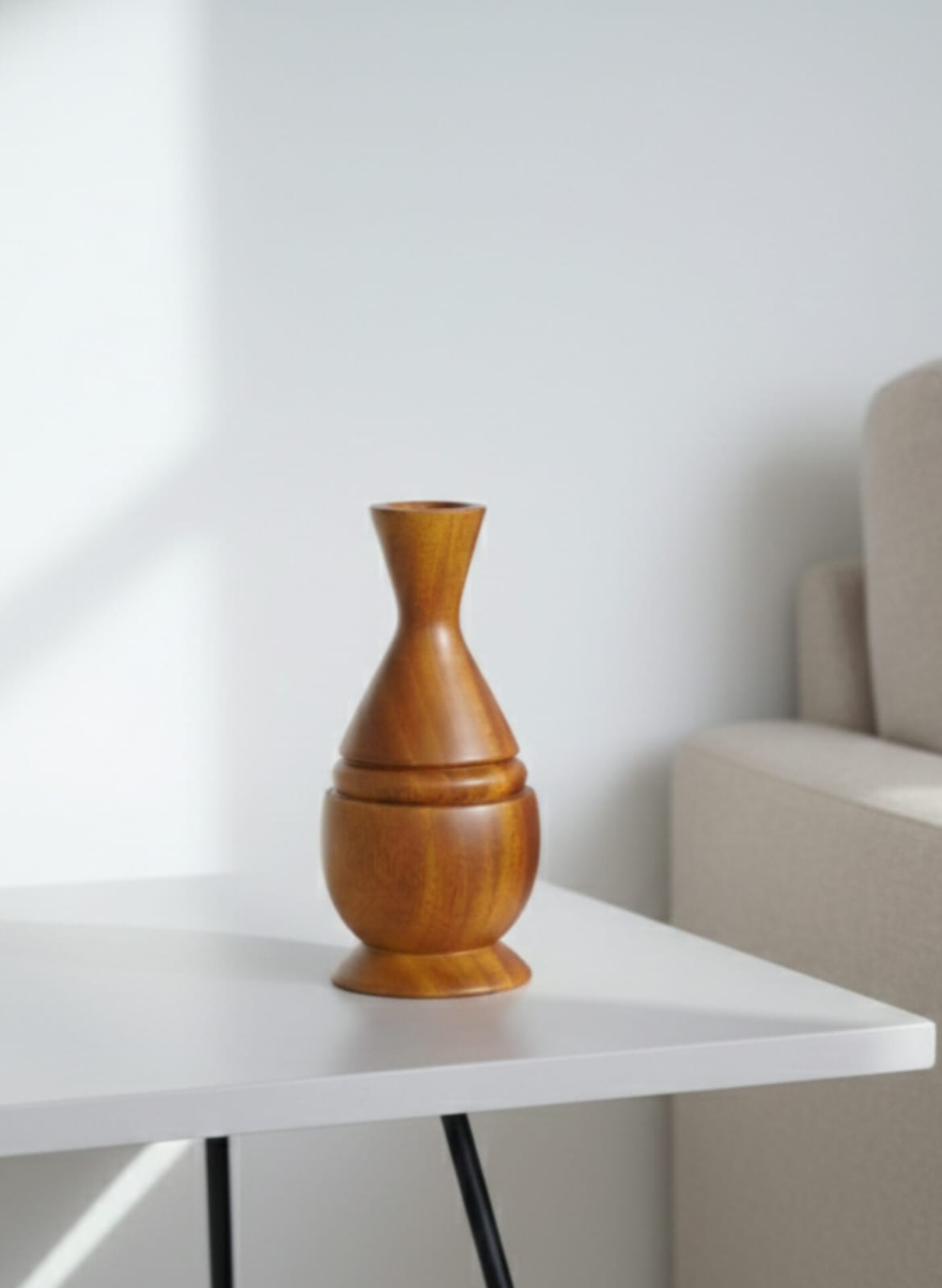 Handcrafted Wooden Decorative Vase | Minimalist Natural Wood Home Accent