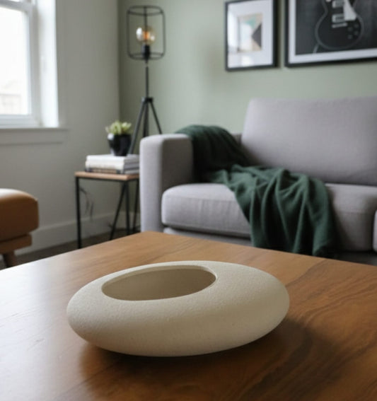 Modern Ceramic Centerpiece Vase Bowl – Elegant White Flower Arrangement for Dining Table & Living Room Decor