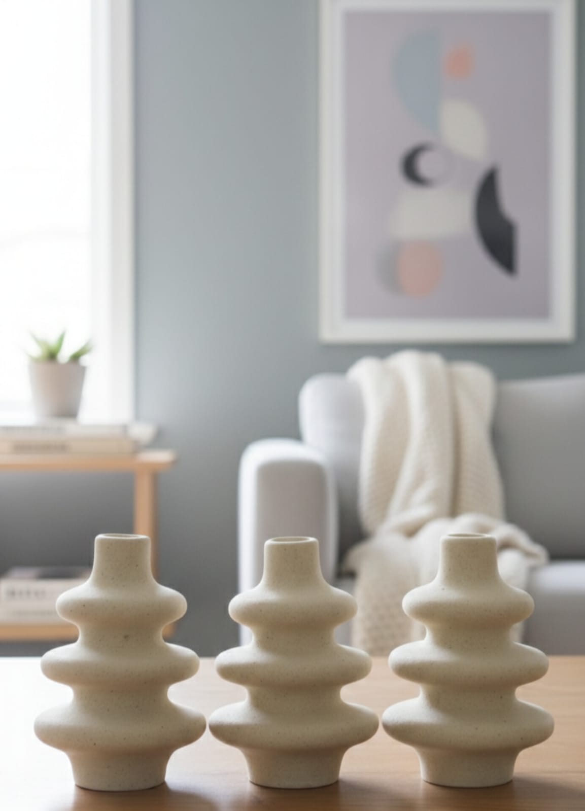 Modern Ribbed Ceramic Vase