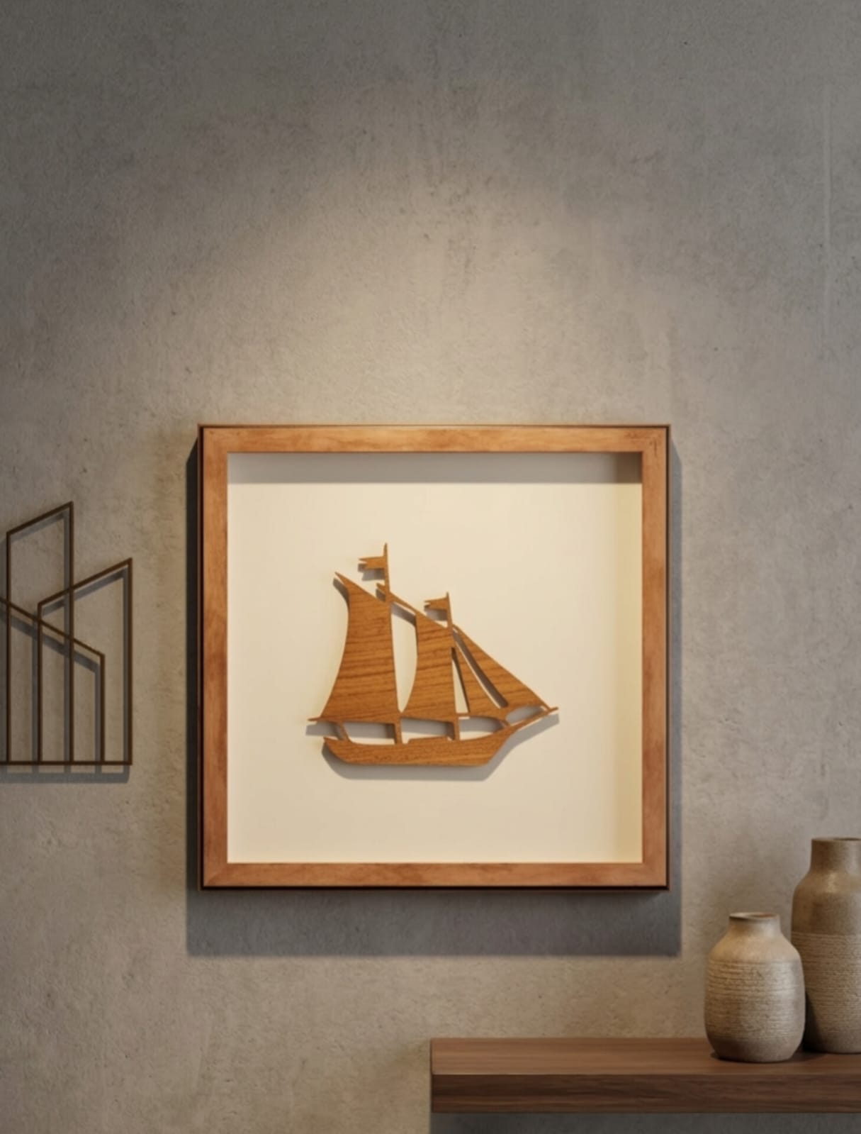 Wooden Ship Wall Frame | Minimalist Wooden Wall Art
