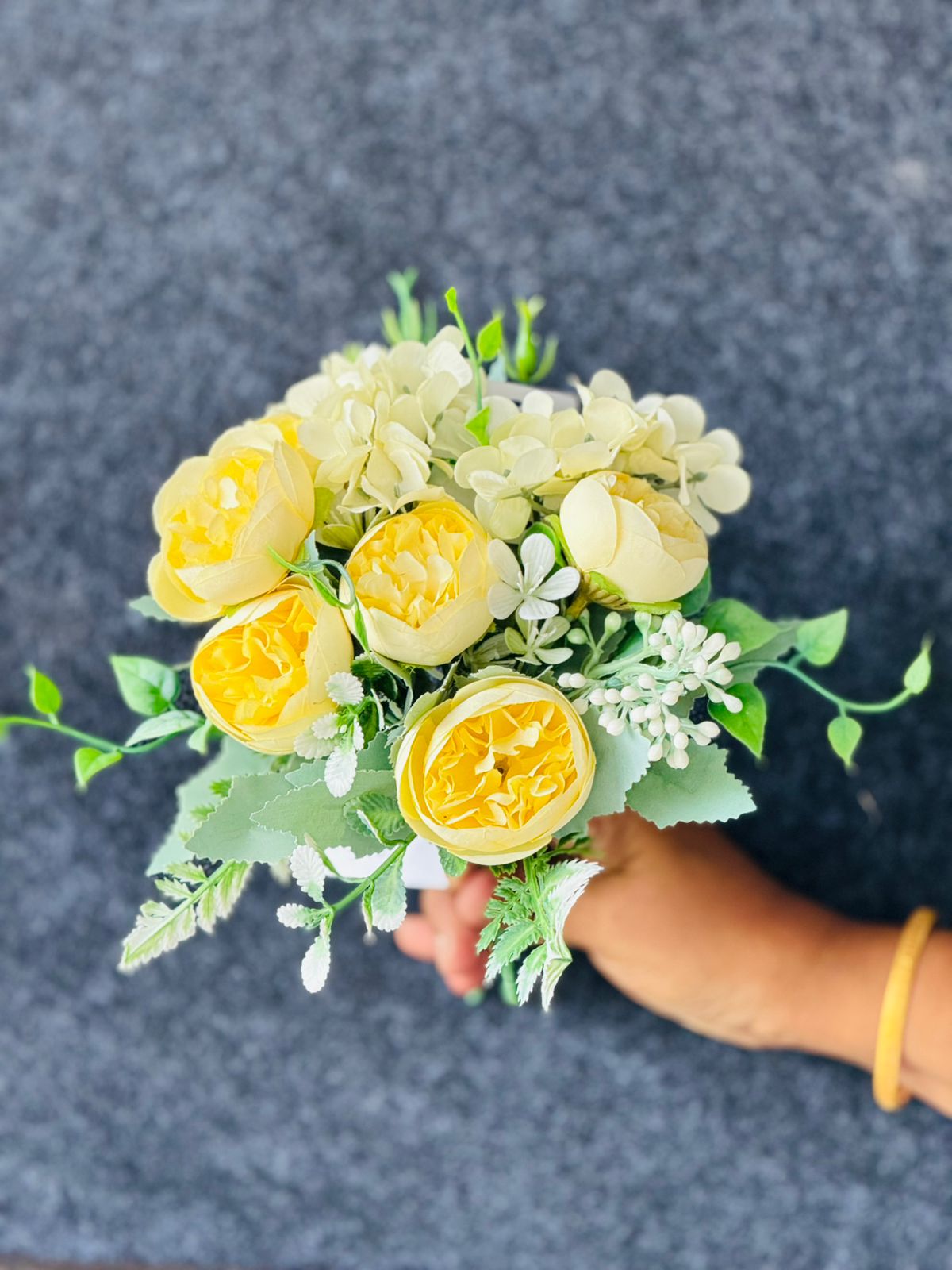 Artificial Yellow Flower Bunch Combo – 2 Set Decorative Floral Bouquet
