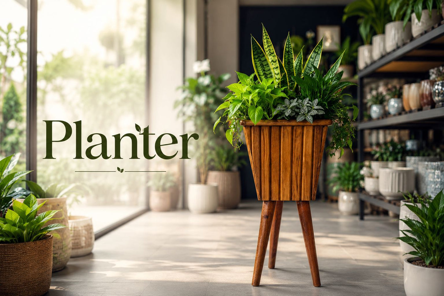 Wooden Indoor Plant Stand Planter Pot