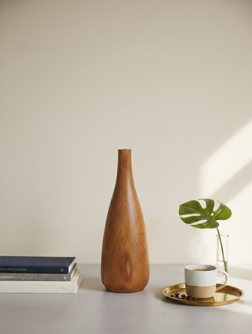Tall Handcrafted Wooden Vase