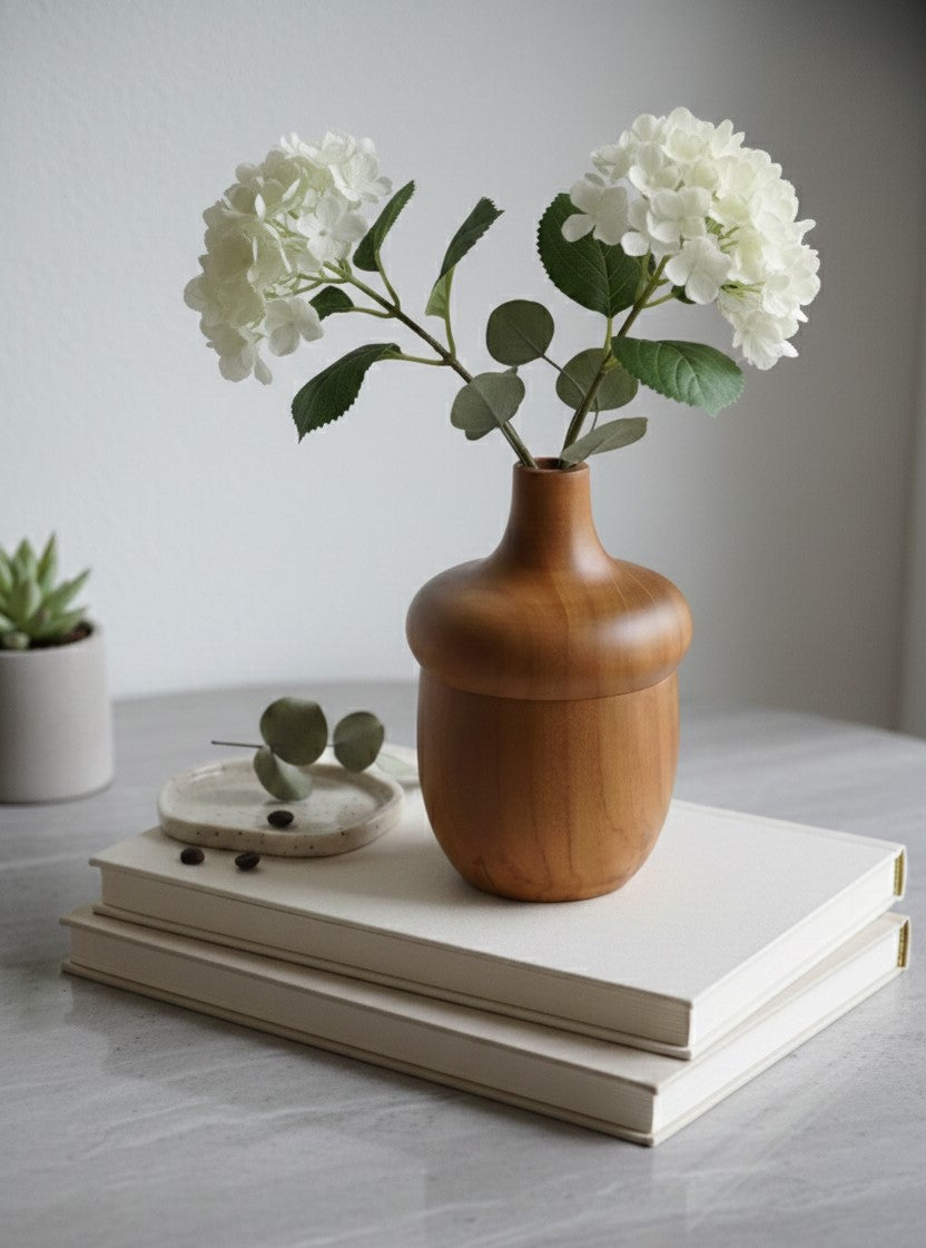 Modern Tall Wooden Vase | Minimalist Handcrafted Wood Décor for Living Room, Floor & Table Styling