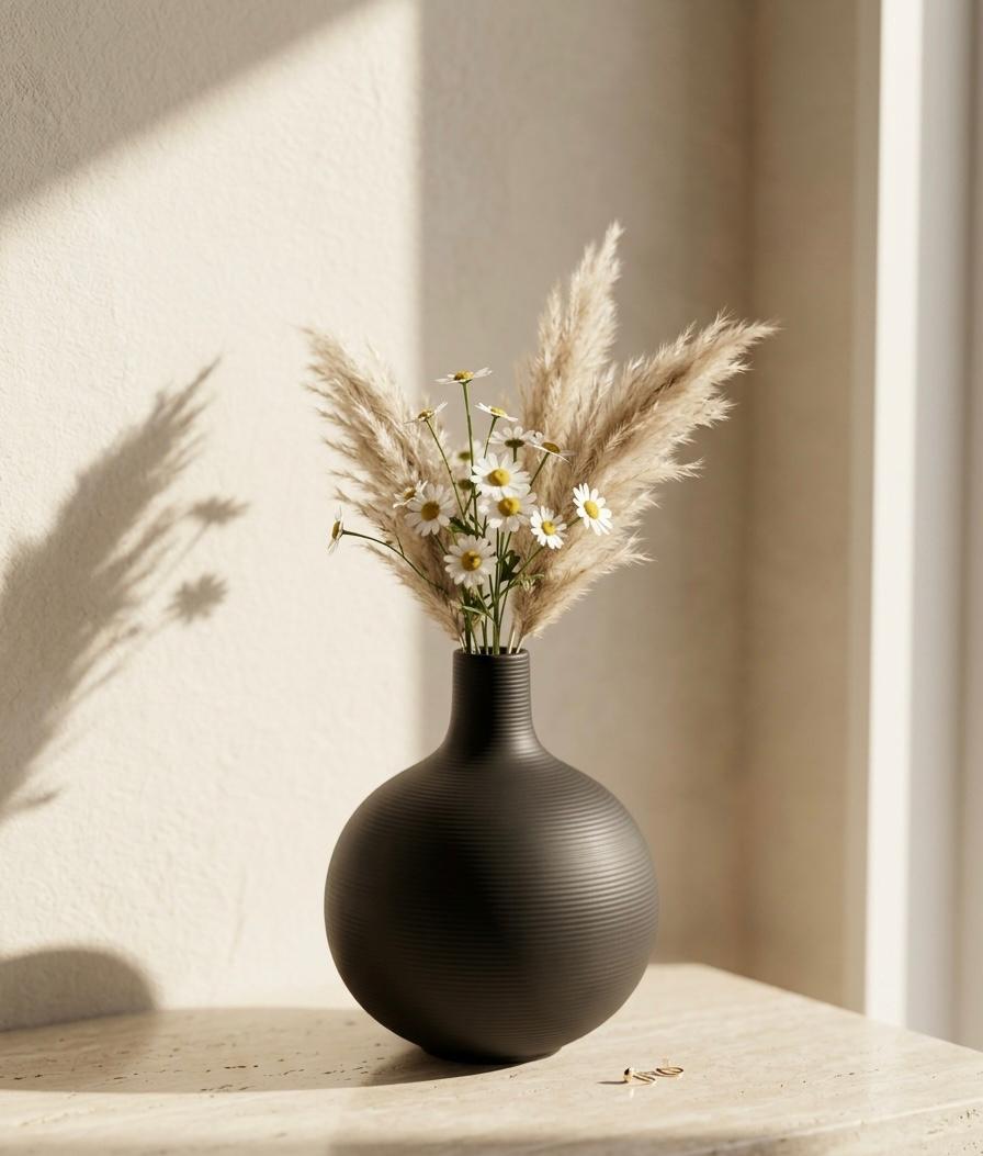 Premium Wooden Cutting Board & Ceramic Vase Combo