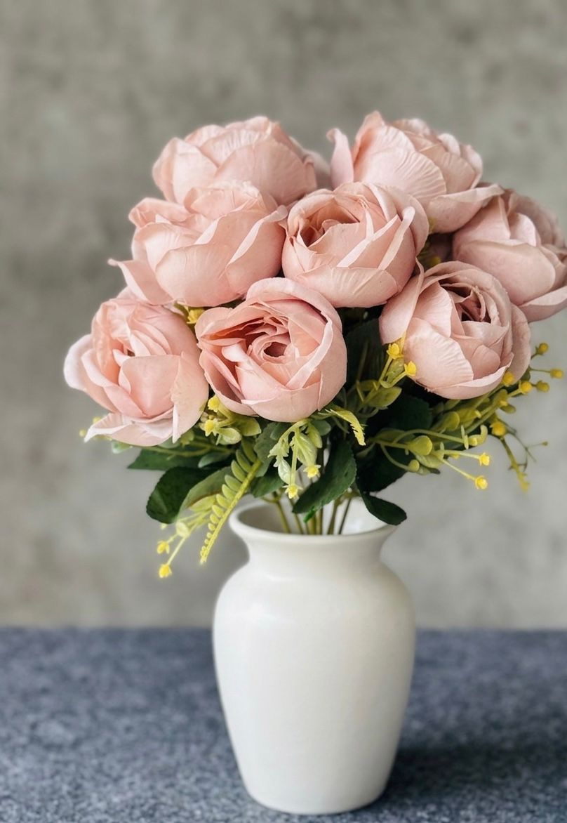 Artificial Rose Flower Bunch Combo – 2 Bunch Set with 12 Flowers