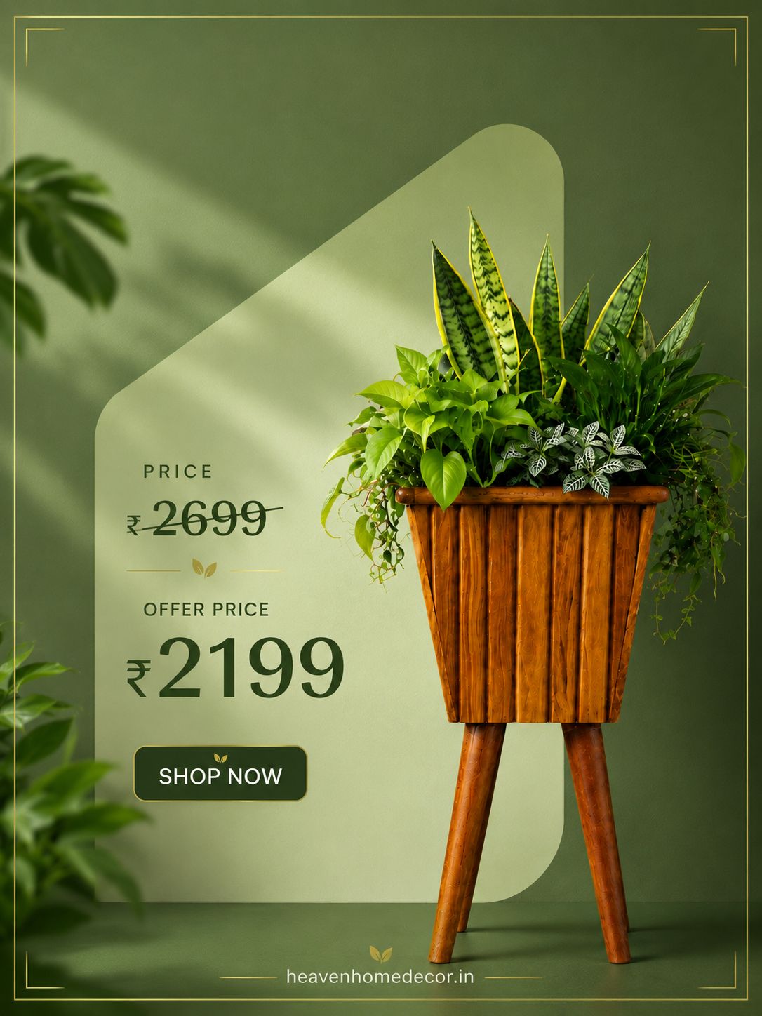 Wooden Indoor Plant Stand Planter Pot