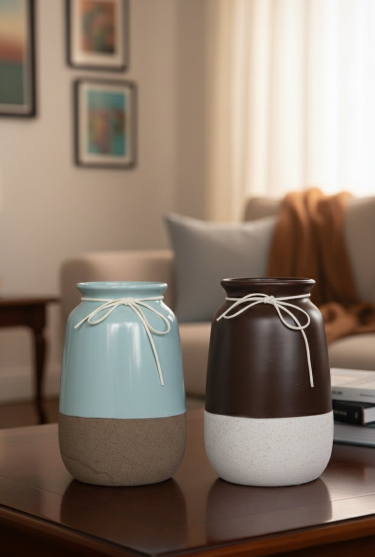 Modern Ceramic Flower Vase Showpiece | Minimalist Table & Living Room Home Décor
