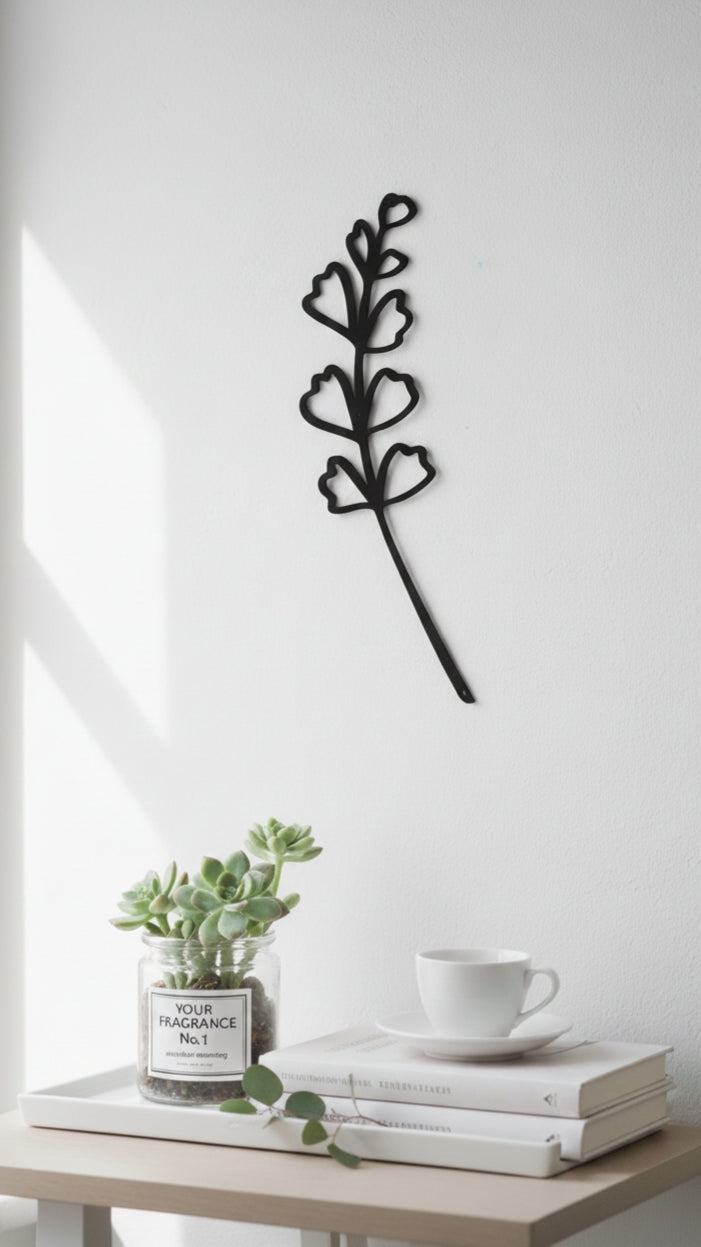 Minimal Botanical Metal Wall Art | Modern Leaf Wall Décor for Home