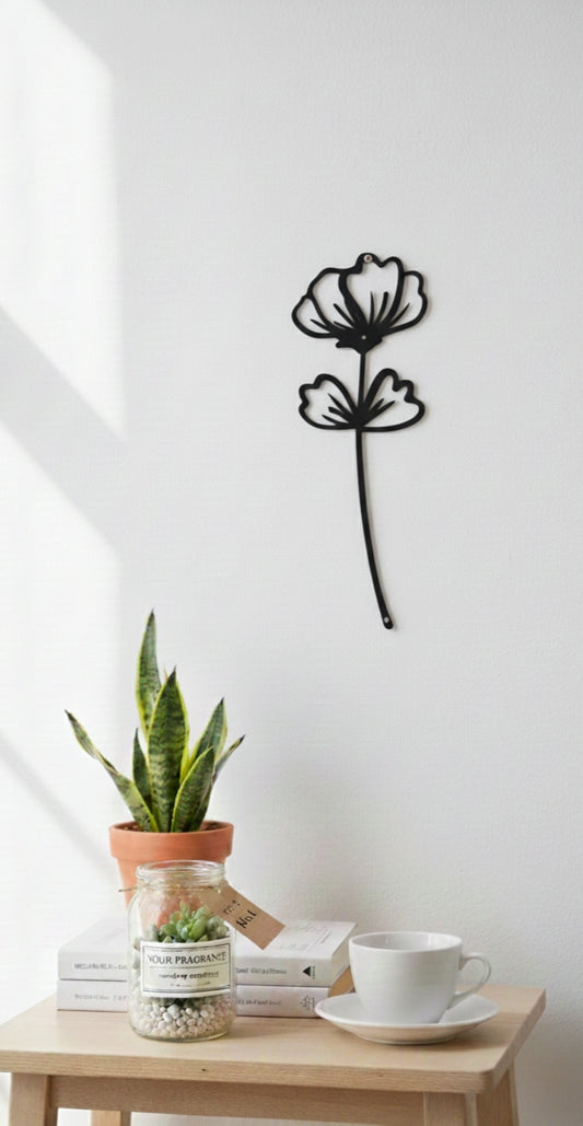 Minimalist Floral Metal Wall Art | Modern Flower Wall Décor for Home