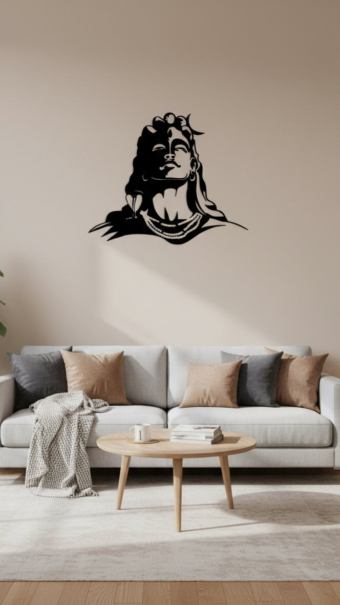 Lord Shiva Metal Wall Art | Modern Spiritual Wall Décor for Living Room & Home Temple