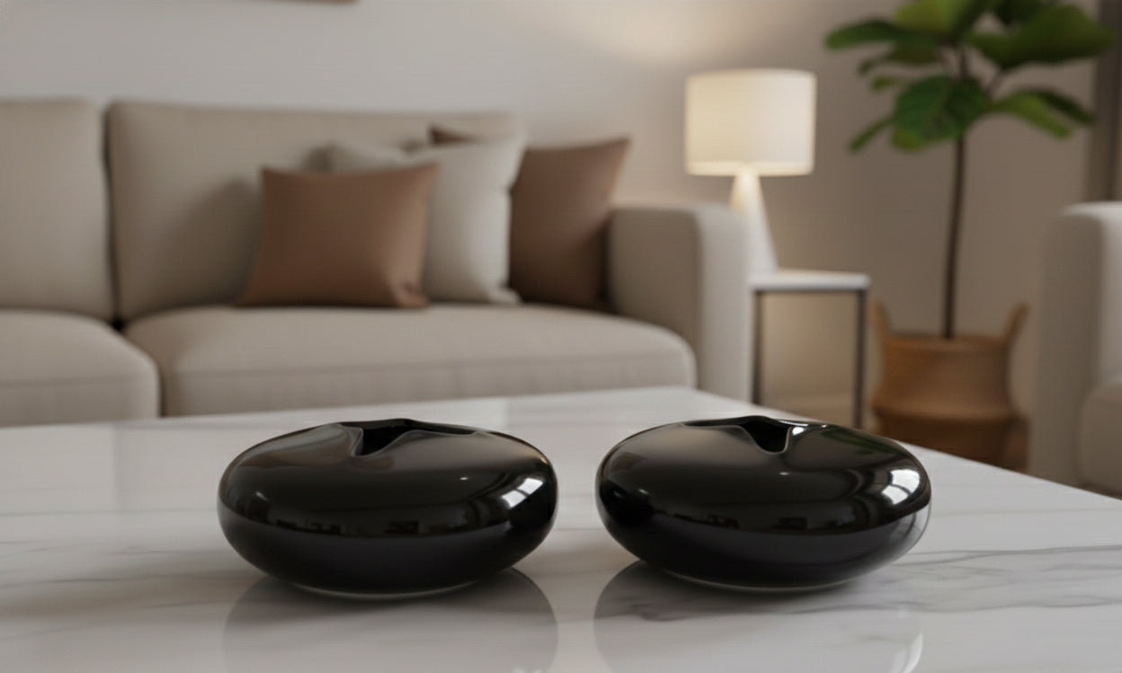 Modern Contemporary Glossy Black Ceramic Showpiece