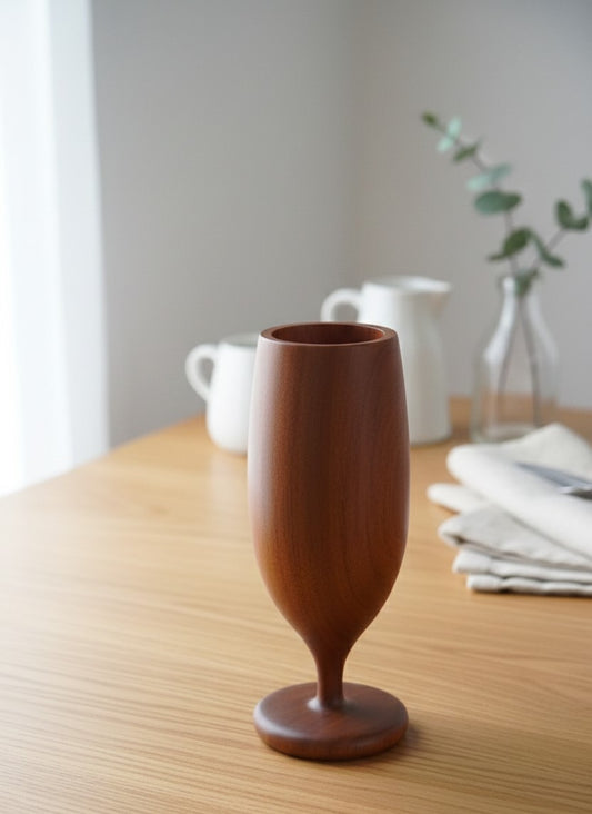 Minimalist Handcrafted Wooden Vase | Natural Wood Home Décor Accent for Living Room & Table
